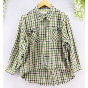 The Great Women's Plaid Popover Zip Front Oversized Shirt Top Sz 1-Small